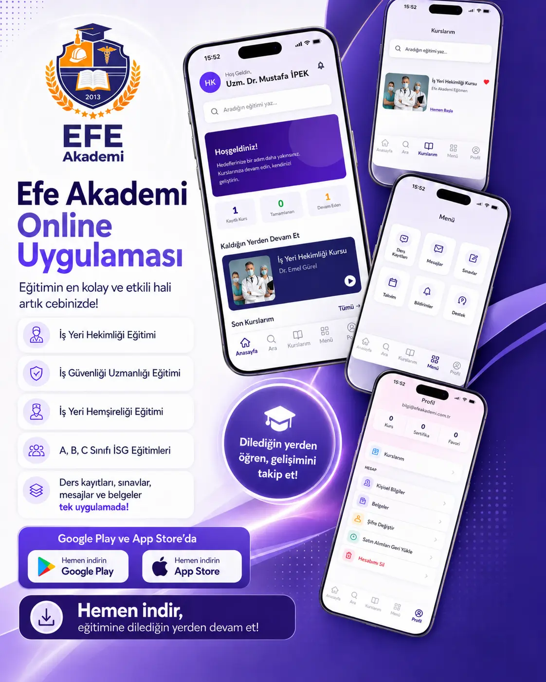 Efe Akademi Online mobil uygulaması tanıtım ekranı